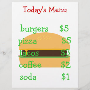 Editable simple burger themed menu
