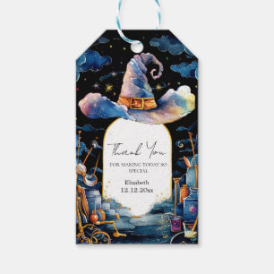 Editable Simple Wizard Hat Baby Shower Gift Tags