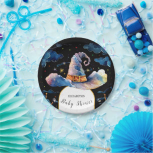 Editable Simple Wizard Hat Baby Shower Paper Plate