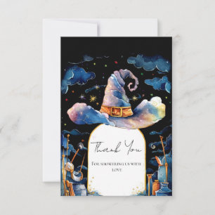 Editable Simple Wizard Hat Baby Shower Thank You Card