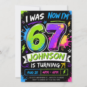 Editable Six Seven Birthday Invitation