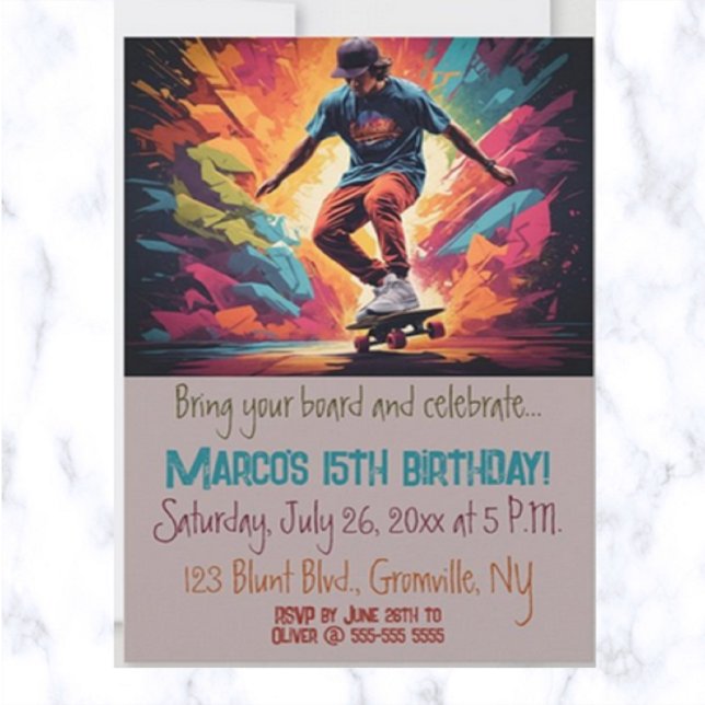 Editable Skateboarder Birthday Invitation (Creator Uploaded)