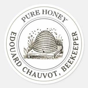 Editable Skep Honey Kraft Honey Jar Lid Label