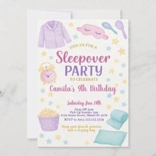 Editable Sleepover Birthday Party Invitation