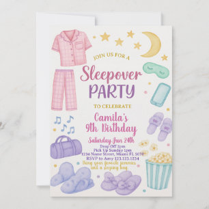 Editable Sleepover Birthday Party Invitation