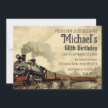 Editable Smoke Bridge Vintage Steam Train Birthday Invitation<br><div class="desc">Celebrate a milestone birthday in style with the Editable Smoke Bridge Vintage Steam Train 60th Birthday Invitation! This customisable invitation features a stunning steam train design with smoke billowing from its stack and a charming bridge backdrop. The vintage font adds to the nostalgia. Edit the details to make it perfect...</div>