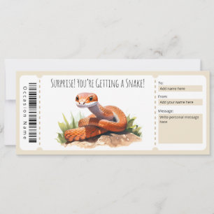 Editable Snake Gift Certificate for snake lovers Invitation