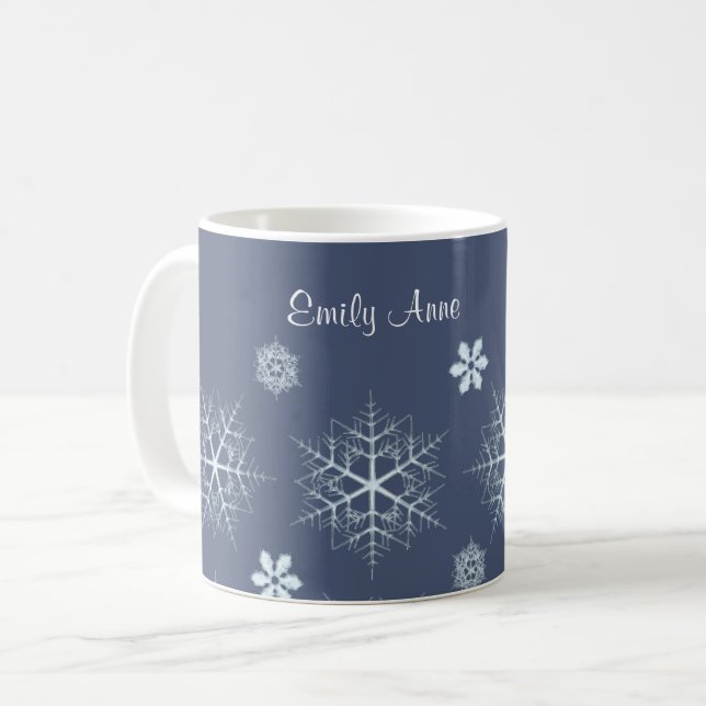 Editable Snowflake Editable Coffee Mug (Front Left)
