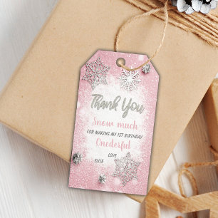 Editable Snowflake Party Thank You Tags for Girls