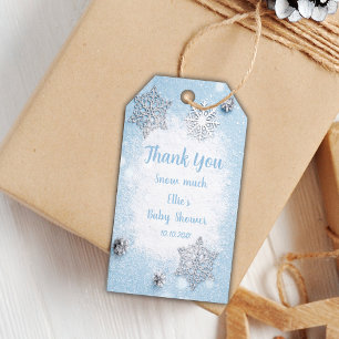 Editable Snowflake Thank You Tags for Baby Boy