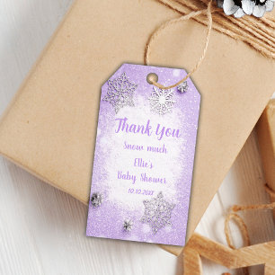 Editable Snowflake Thank You Tags for Baby Girl