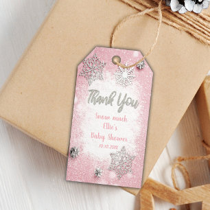 Editable Snowflake Thank You Tags for Baby Girl
