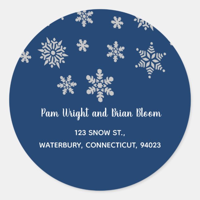 Editable Snowflakes on Blue Address Label (Front)