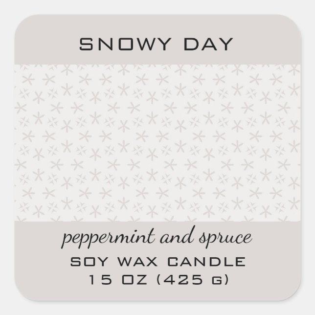 Editable Snowy Day Snowflake Pattern Product Square Sticker (Front)