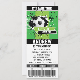 Editable Soccer Birthday Party Ticket for boy Invitation