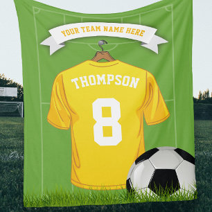 Editable Soccer Football Name, Number, Team Fleece Blanket