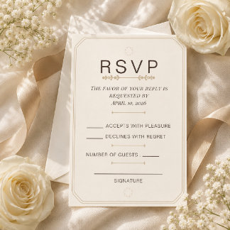 Editable Soft Ivory Elegance RSVP Card