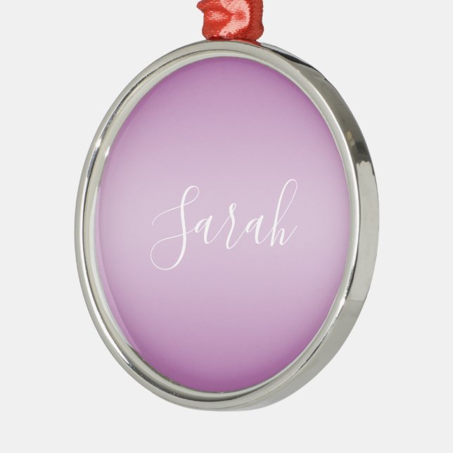 Editable Soft Mauve Ombre & White Text Script  Metal Tree Decoration (Left)