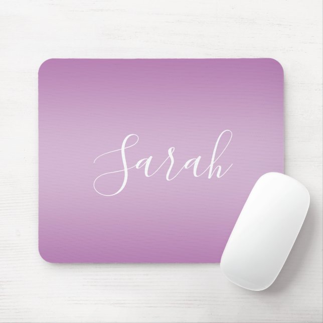 Editable Soft Mauve Ombre & White Text Script  Mouse Mat (With Mouse)
