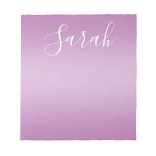 Editable Soft Mauve Ombre & White Text Script  Notepad