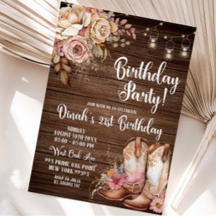 Editable southwestern rustic cowgirl birthday invi invitation