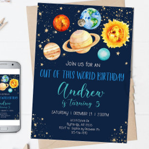 Editable Space Birthday Invitation Out Of This Wor