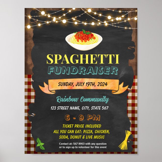 Editable Spaghetti fundraiser flyer Poster (Front)