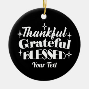 Editable Sparkling Thanksgiving Quote Design Ceramic Tree Decoration