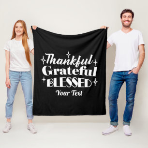 Editable Sparkling Thanksgiving Quote Design Fleece Blanket