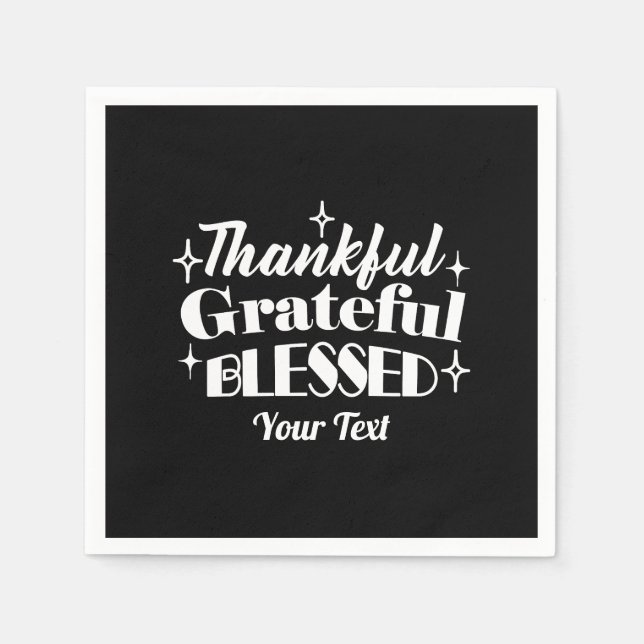 Editable Sparkling Thanksgiving Quote Design Napkin (Front)