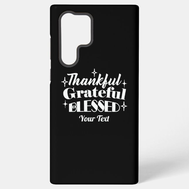 Editable Sparkling Thanksgiving Quote Design Samsung Galaxy S22 Ultra Case (Back)