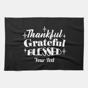 Editable Sparkling Thanksgiving Quote Design Tea Towel