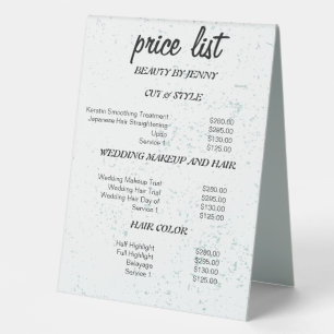 Editable Speckled Texture Beauty Price List Sign