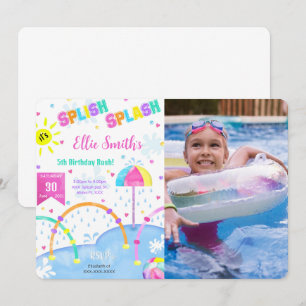 Editable Splash Pad Birthday Photo Invitation