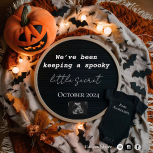 Editable spooky Halloween pregnancy announcement 