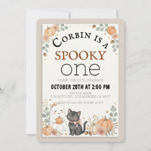 Editable Spooky One Halloween First Birthday CUSTO Invitation