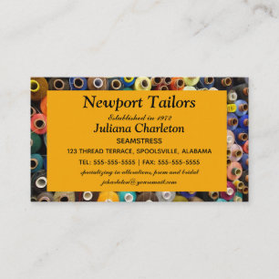 Editable Spools of Thread Seamstress Tailor Business Card