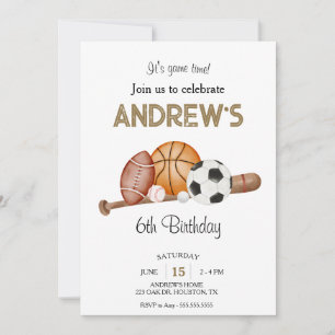 Editable Sports All-Star theme Birthday party Invitation