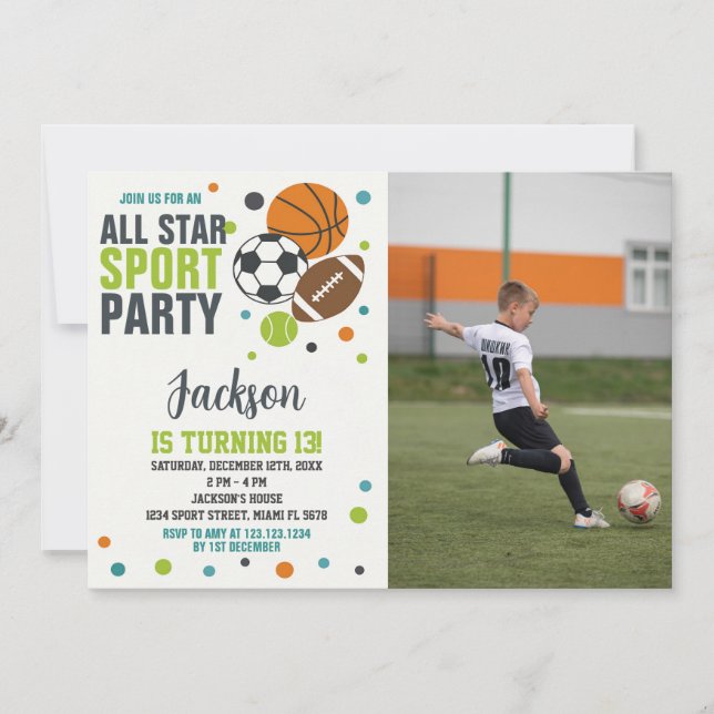 Editable Sports Birthday Invitation (Front)