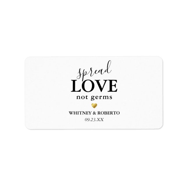 Editable Spread Love Not Germs Hand Sanitizer Label (Front)