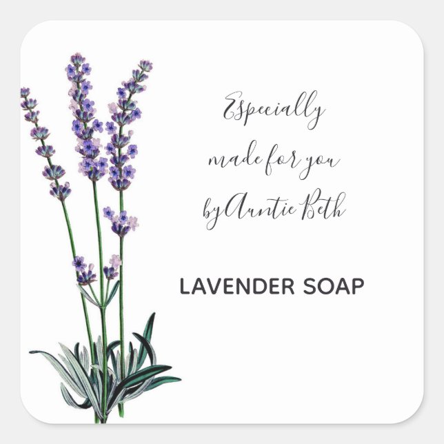 Editable Sprigs of Lavender Square Sticker (Front)