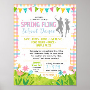 Editable spring fling fundraiser flyer poster