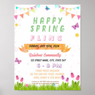 Editable Spring Fling school flyer Poster