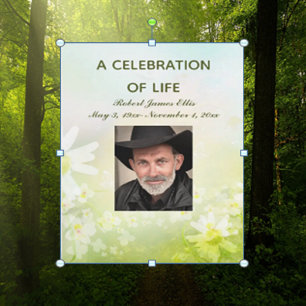 Editable Spring Flowers Celebration of Life Photo Invitation
