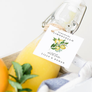 Editable Square Limoncello Bottle Favour Tags