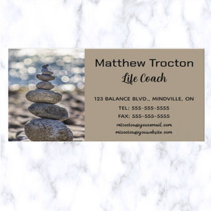 Editable Stacked Stones Life Coach Business Card