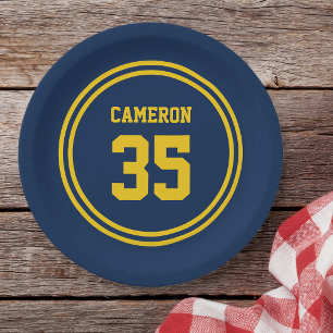 Editable Stripes and Background Colour Sporty Paper Plate
