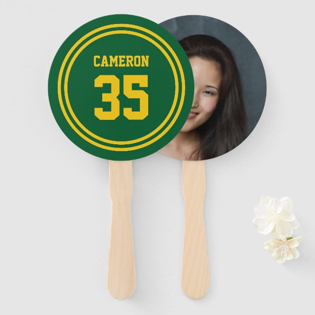 Editable Stripes and Background Colour Sporty Phot Hand Fan (Front and Back)