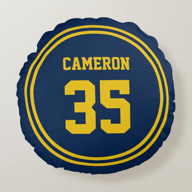 Editable Stripes and Background Colour Sporty Round Cushion (Front)