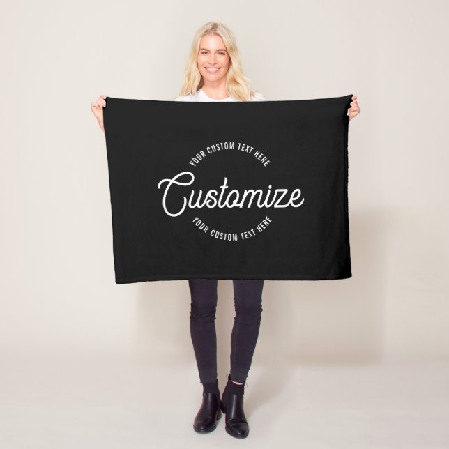 Editable Stylish Cursive & Modern Circular Text Fleece Blanket (In Situ)